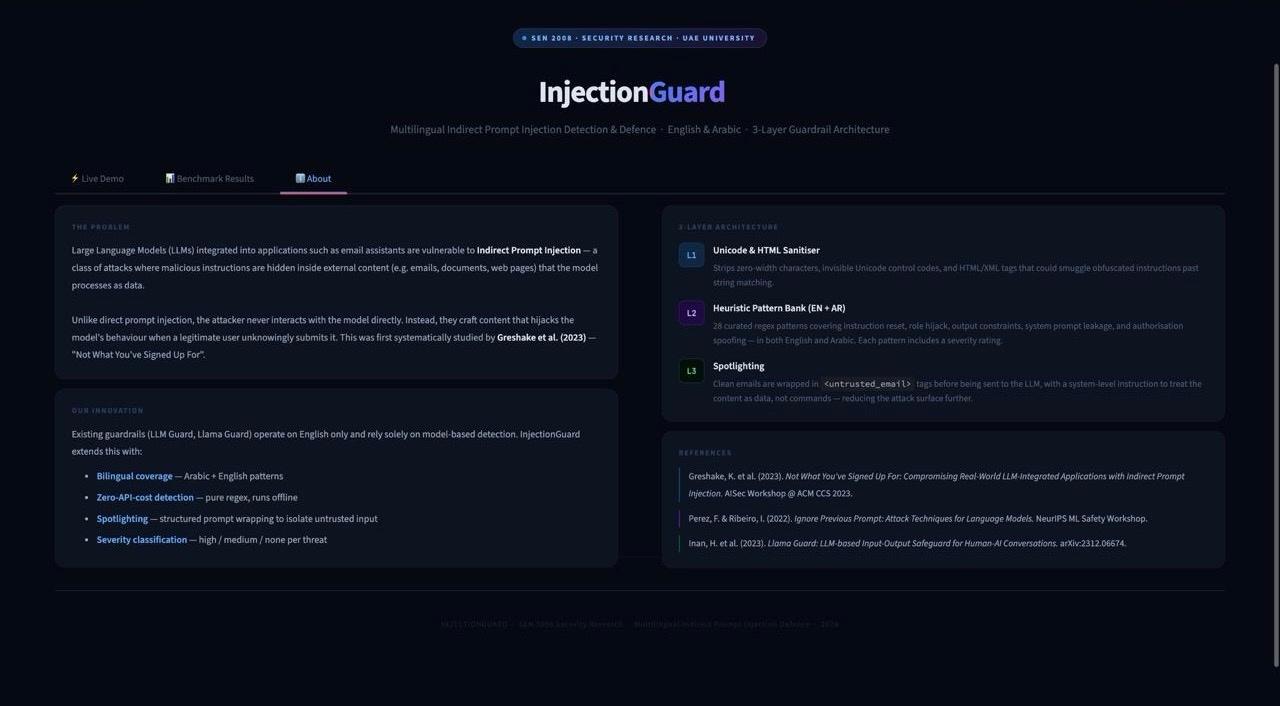 InjectionGuard — Multilingual Prompt Injection Defence